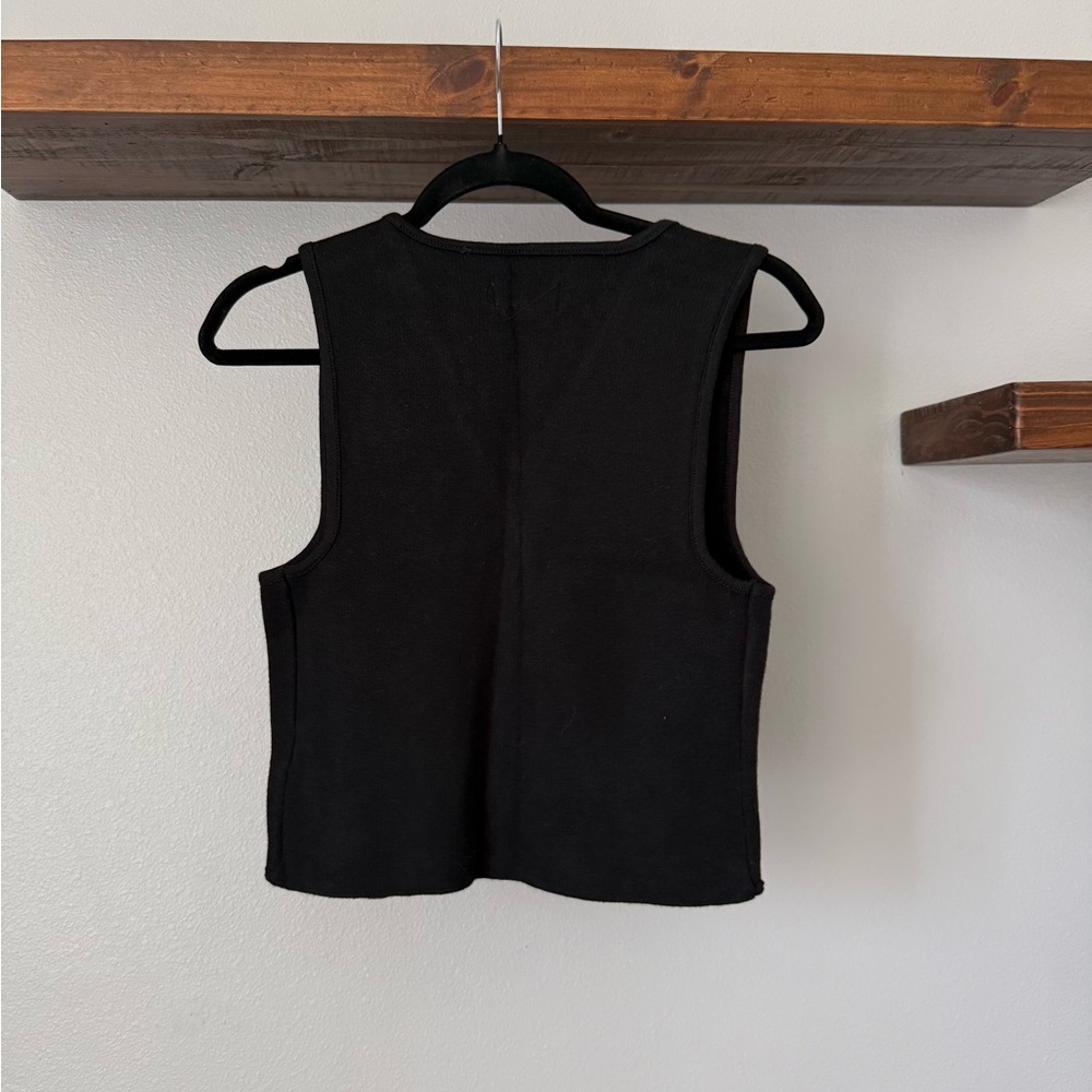 Anthropologie Meave Sweater Vest Cropped Black NWT Size xs